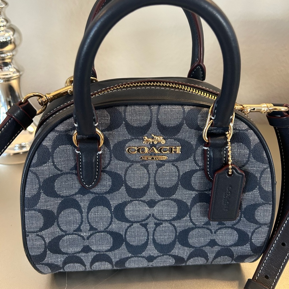 Coach Women's Navy blue with slight red stitching Mini Bag
